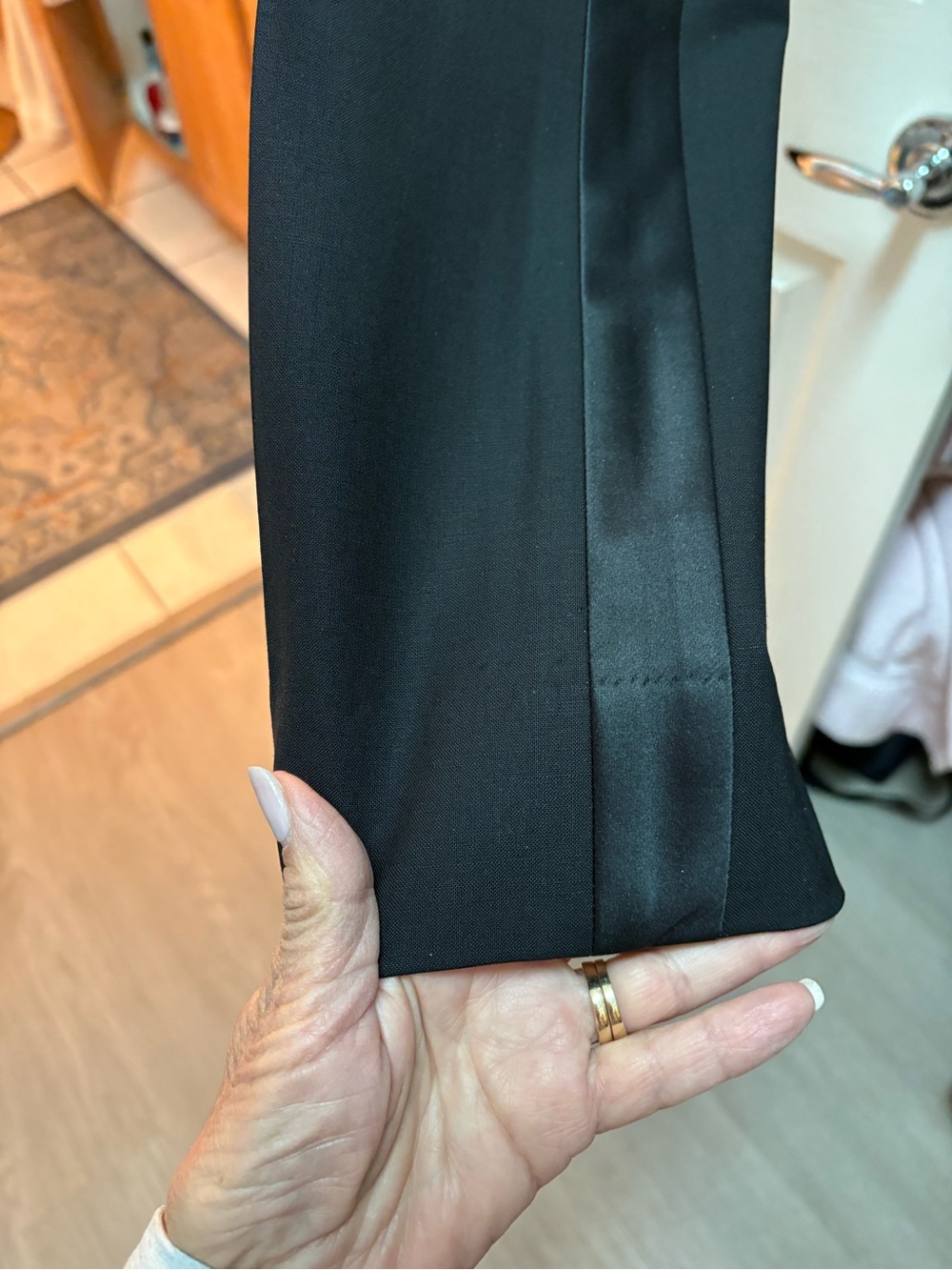 Laundry by Design Tuxedo style dressy black Trim Straight-Leg Pant - Picture 2 of 6